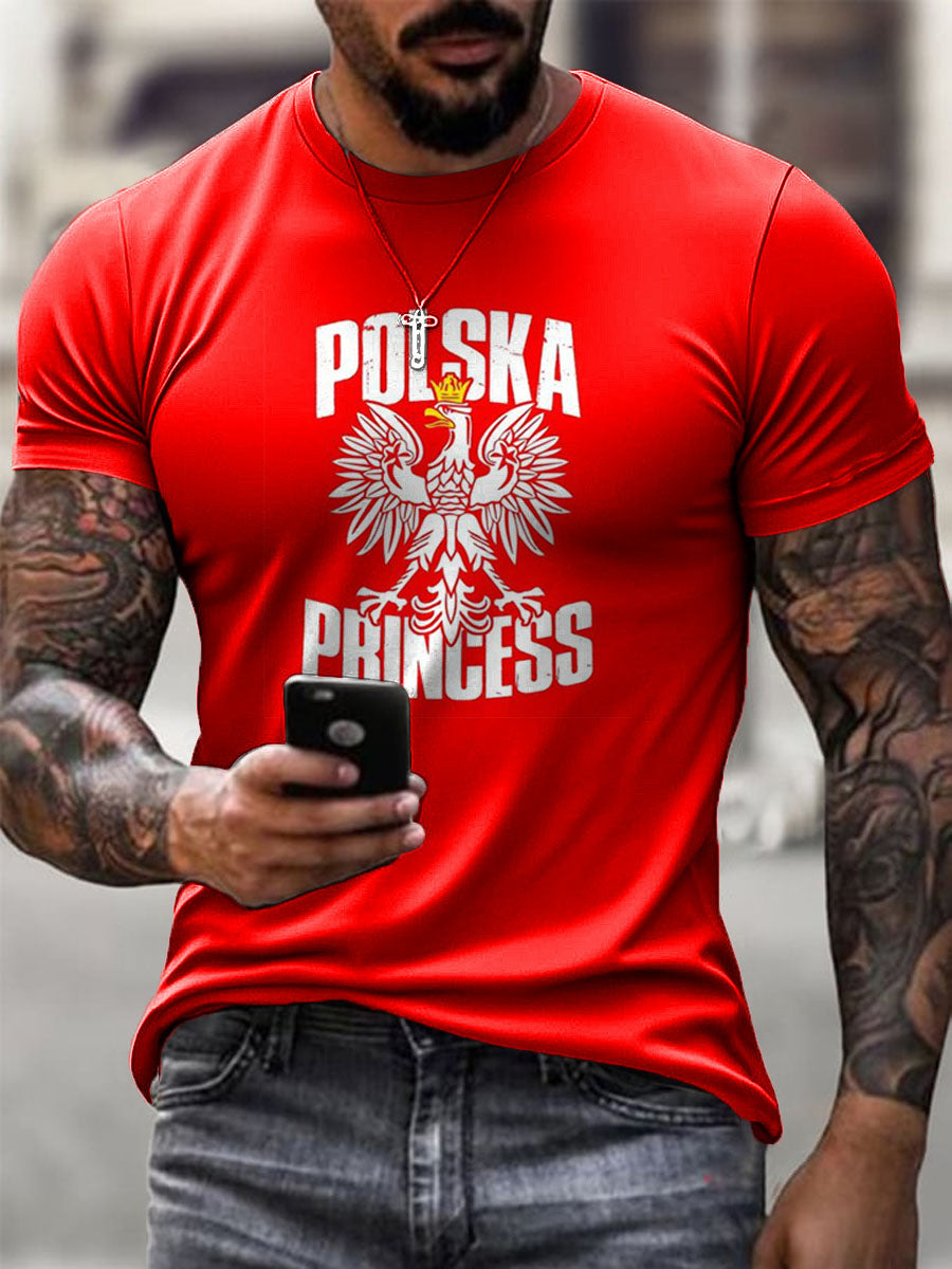 Męski Polski Orzeł Herb Art Print Casual T-Shirt