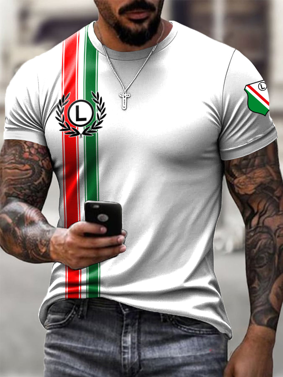 Męski Vintage Polski Warszawski Klub Piłkarski Odznaka T-shirt