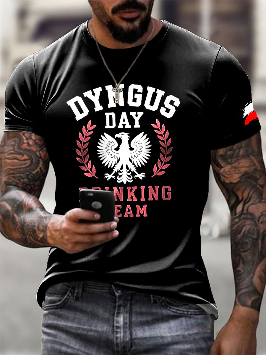 Męski polski alfabet orła artystyczny wzór z nadrukiem Casual T-Shirt