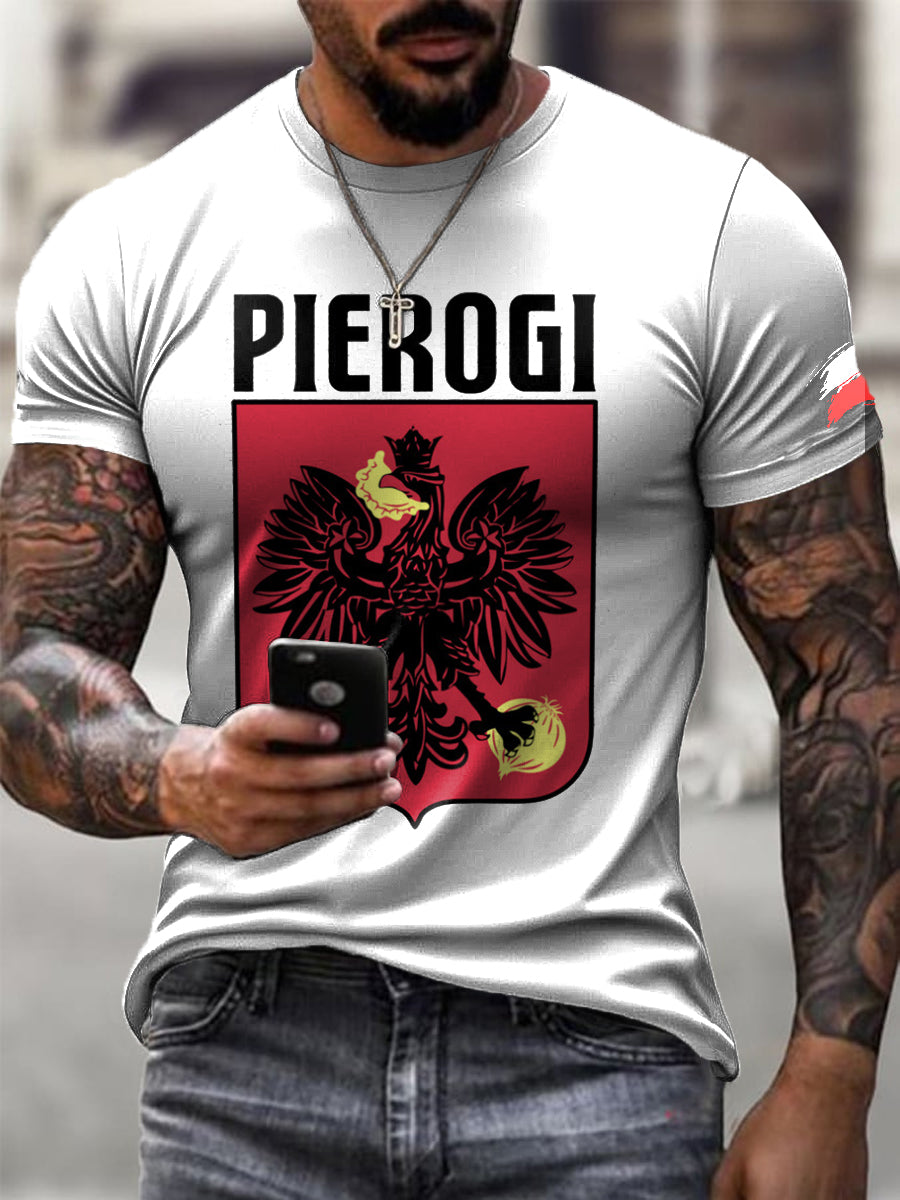 Męski modny polski herb wzór artystyczny wzór z nadrukiem Casual T-Shirt