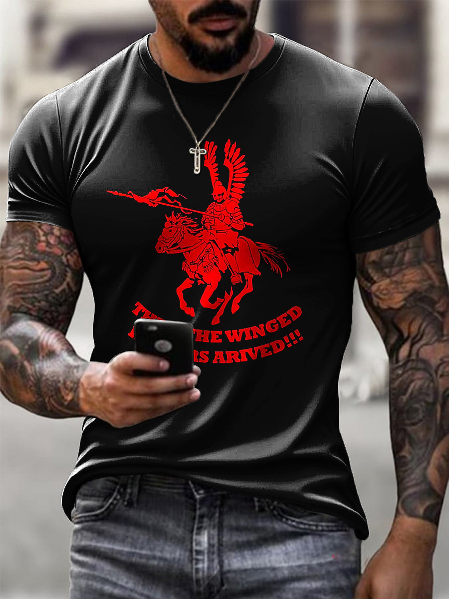 Męska polska kawaleria artystyczna wzór z nadrukiem Casual T-Shirt