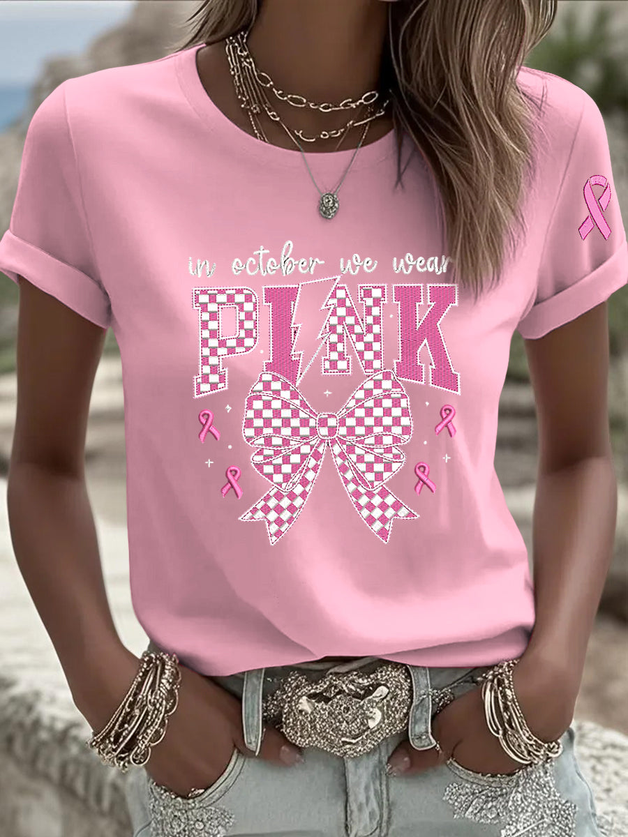 Damska różowa kokla Casual T-Shirt