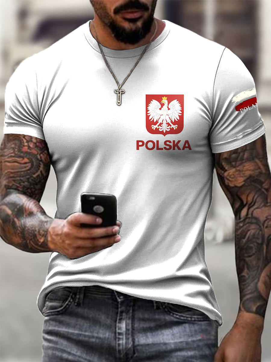 Męska Polska Flaga Patriot Casual T-Shirt