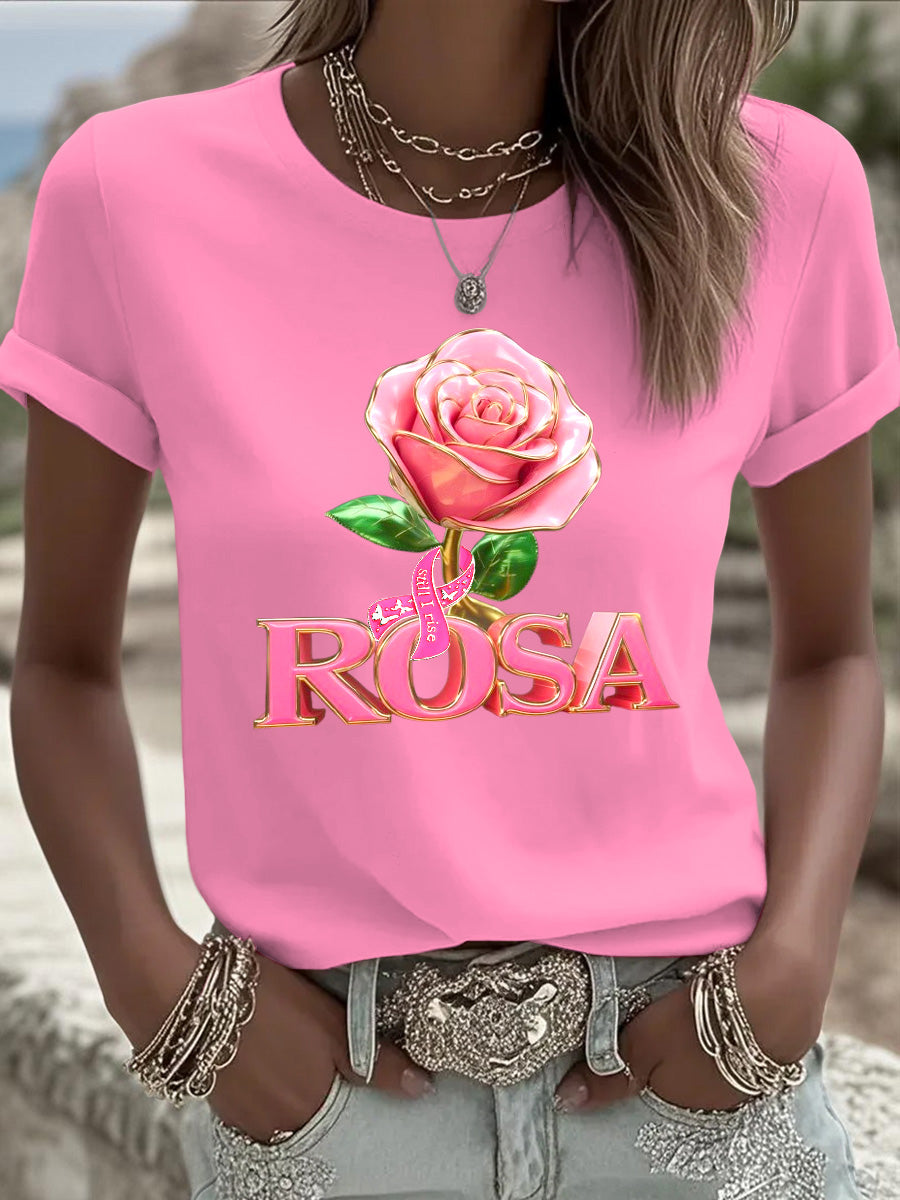 Damska różowa różowa wstążka 3D Casual T-shirt