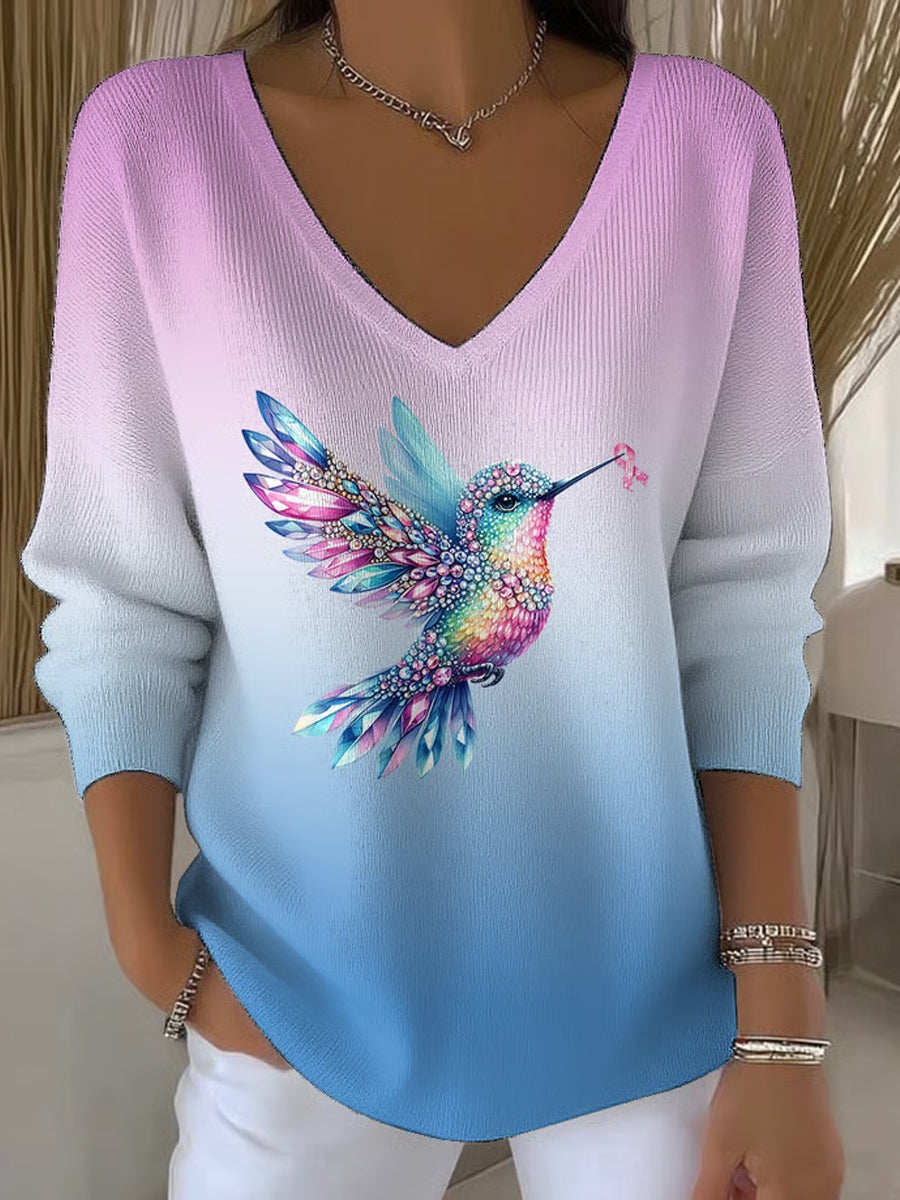 Damski Retro Print Wygodny Casual Top