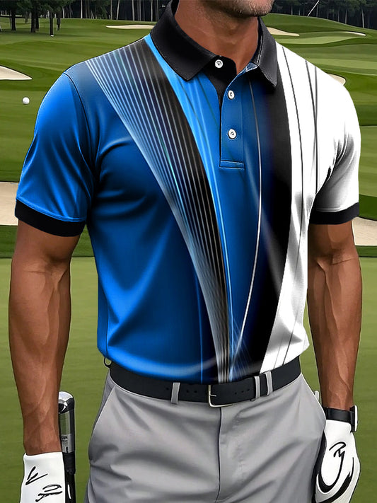 Męskie Retro Gradient Teksturowane Biznesowa Koszulka Polo