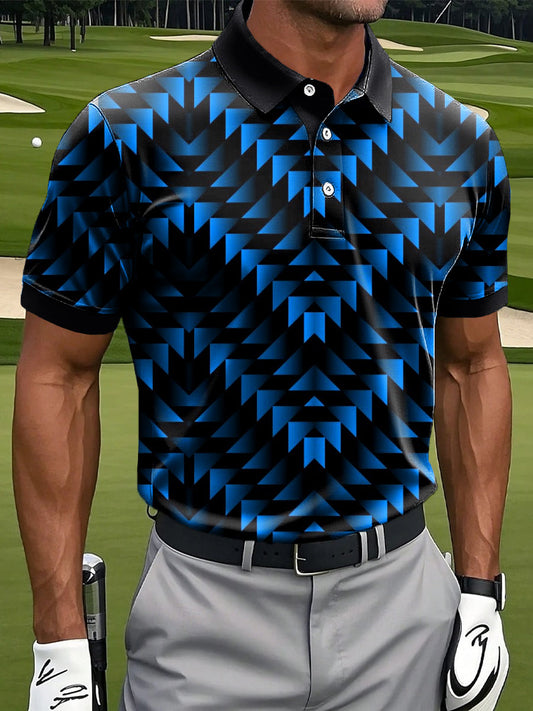 Męska Retro Gradient Geometryczny Nadruk Artystyczny Biznesowa Koszulka Polo