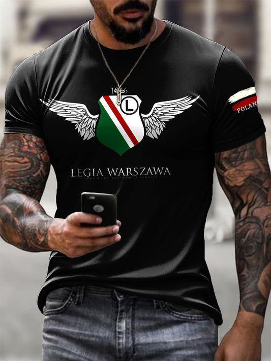 Męska koszulka w stylu vintage Polski Warszawa Klub piłkarski z T-shirt