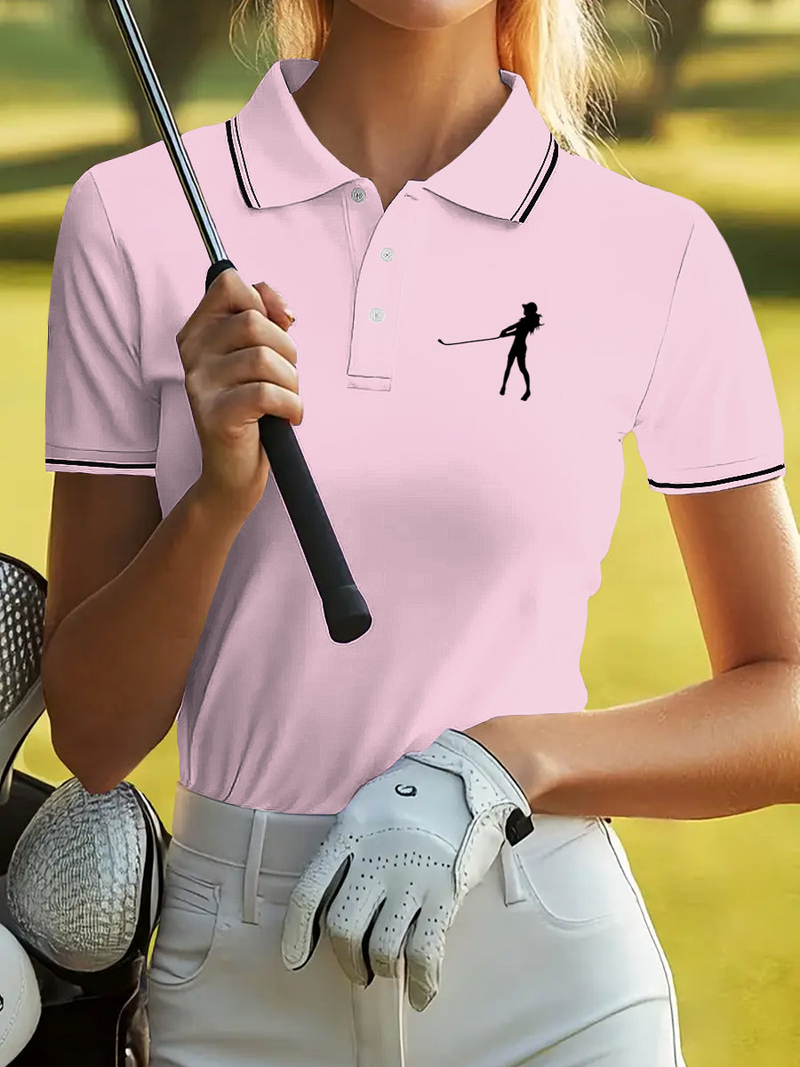 Damska koszulka polo z krótkim rękawem Vintage Golf Art Print