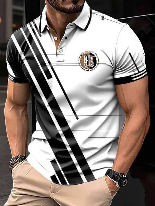 Męska koszulka polo biznesowa z nadrukiem Retro Art Line