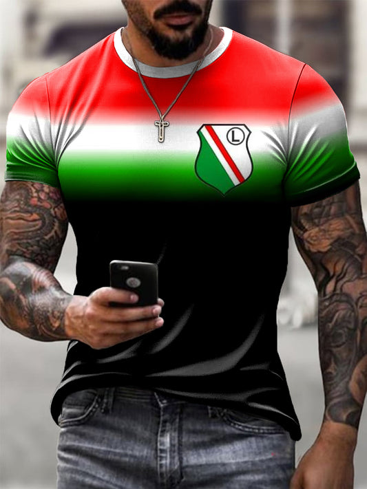 Męski Vintage Polski Warszawski Klub Piłkarski Odznaka T-shirt