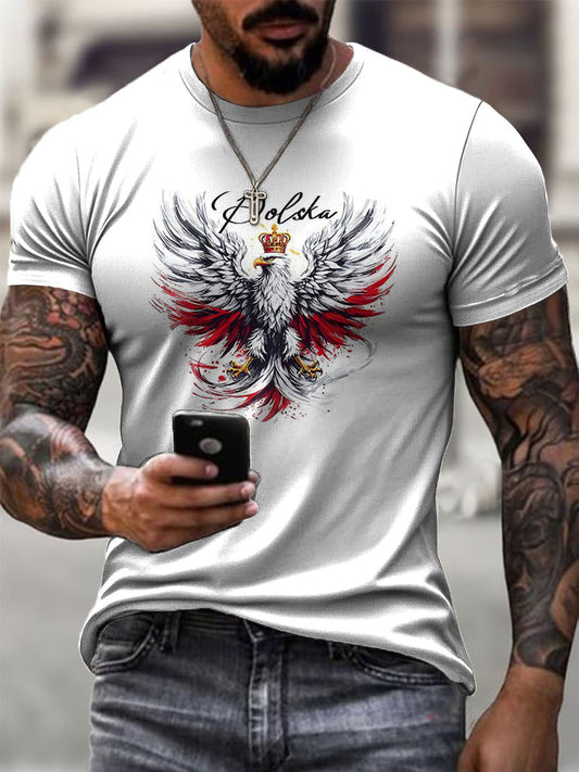 Męski Polski Orzeł Herb Retro Heraldyczny Art Design T-Shirt