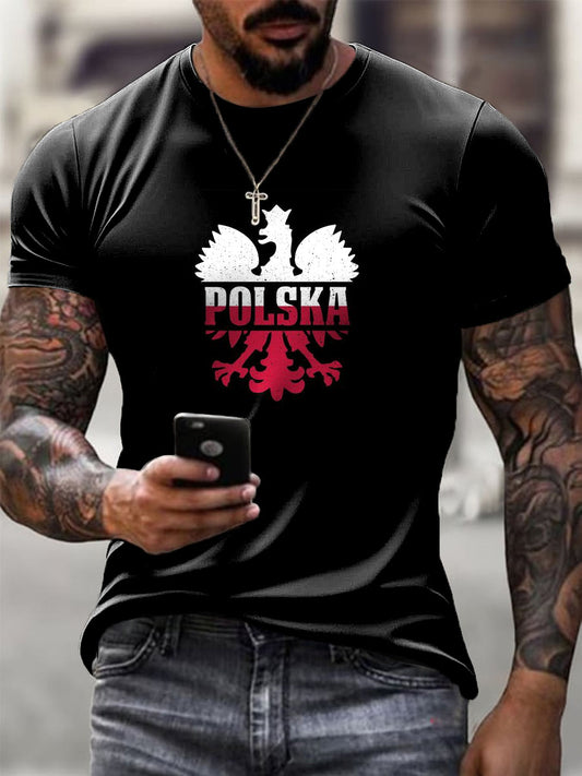 Męski Polski Orzeł Herb w stylu ulicznym Spersonalizowany Art Design T-Shirt