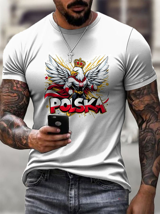 Oddychająca wszechstronna koszulka męska z polskim symbolem narodowym