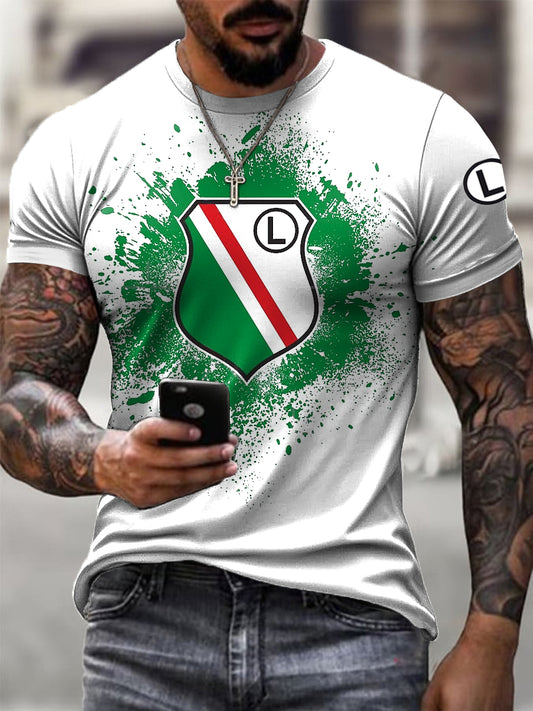 Męski Vintage Polski Warszawski Klub Piłkarski Odznaka T-shirt
