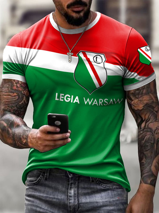 Męski Vintage Polski Warszawski Klub Piłkarski Odznaka T-shirt