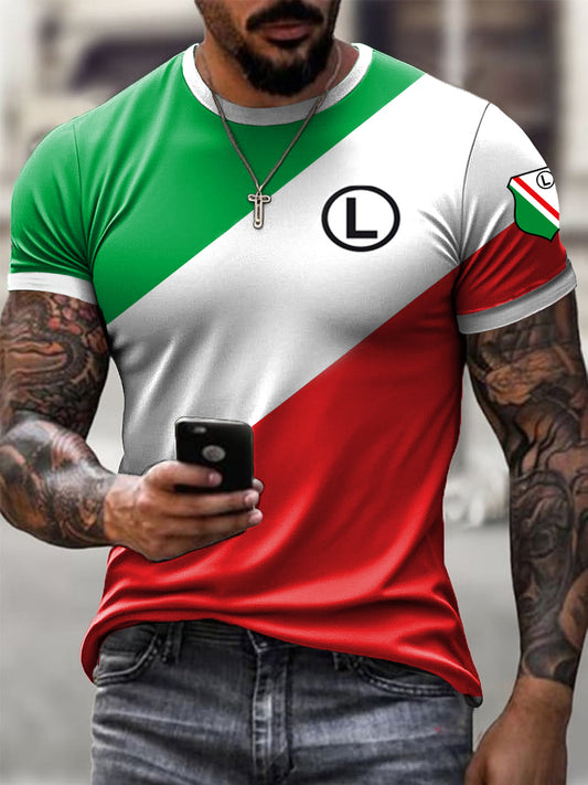 Męski Vintage Polski Warszawski Klub Piłkarski Odznaka T-shirt
