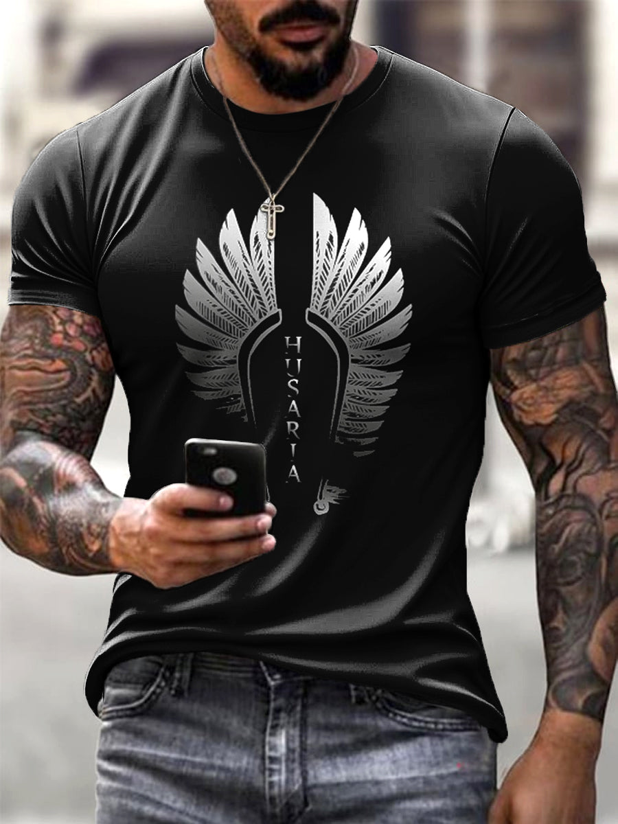 Męski polski wzór kawalerii Polski skrzydlasty kawaleria artystyczny nadruk Casual T-Shirt