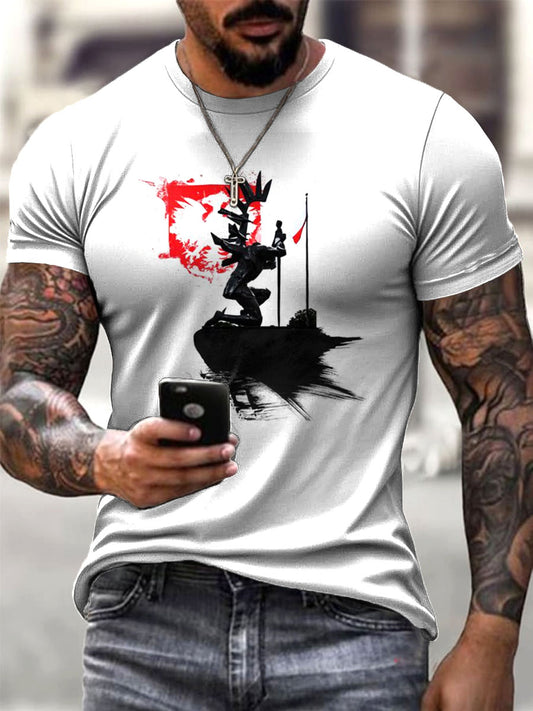 Męska polska kawaleria Nowoczesna abstrakcyjna sztuka drukowana Casual T-Shirt