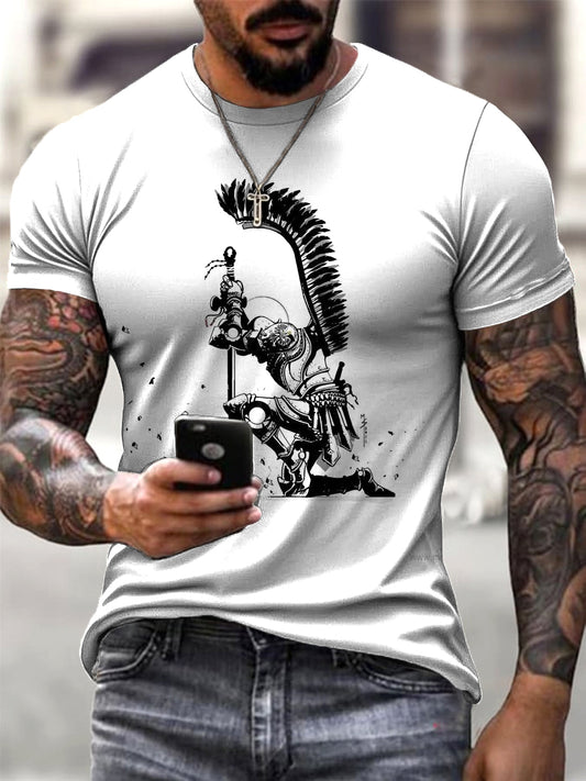 Męska polska kawaleria z nadrukiem artystycznym w stylu casual T-Shirt