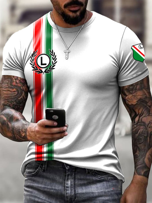 Męski Vintage Polski Warszawski Klub Piłkarski Odznaka T-shirt