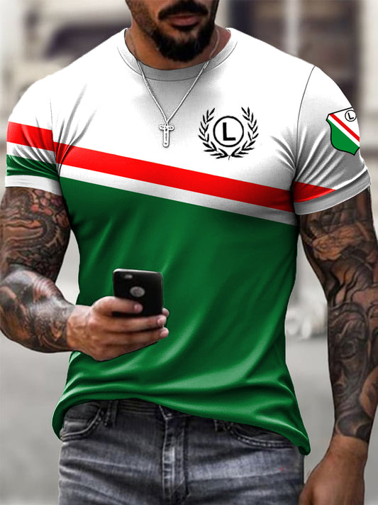 Męski Vintage Polski Warszawski Klub Piłkarski Odznaka T-shirt