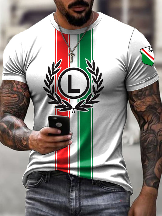 Męski Vintage Polski Warszawski Klub Piłkarski Odznaka T-shirt
