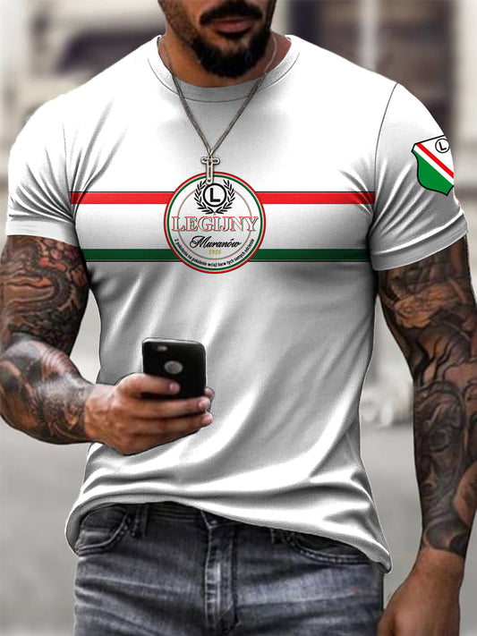 Męski Vintage Polski Warszawski Klub Piłkarski Odznaka T-shirt