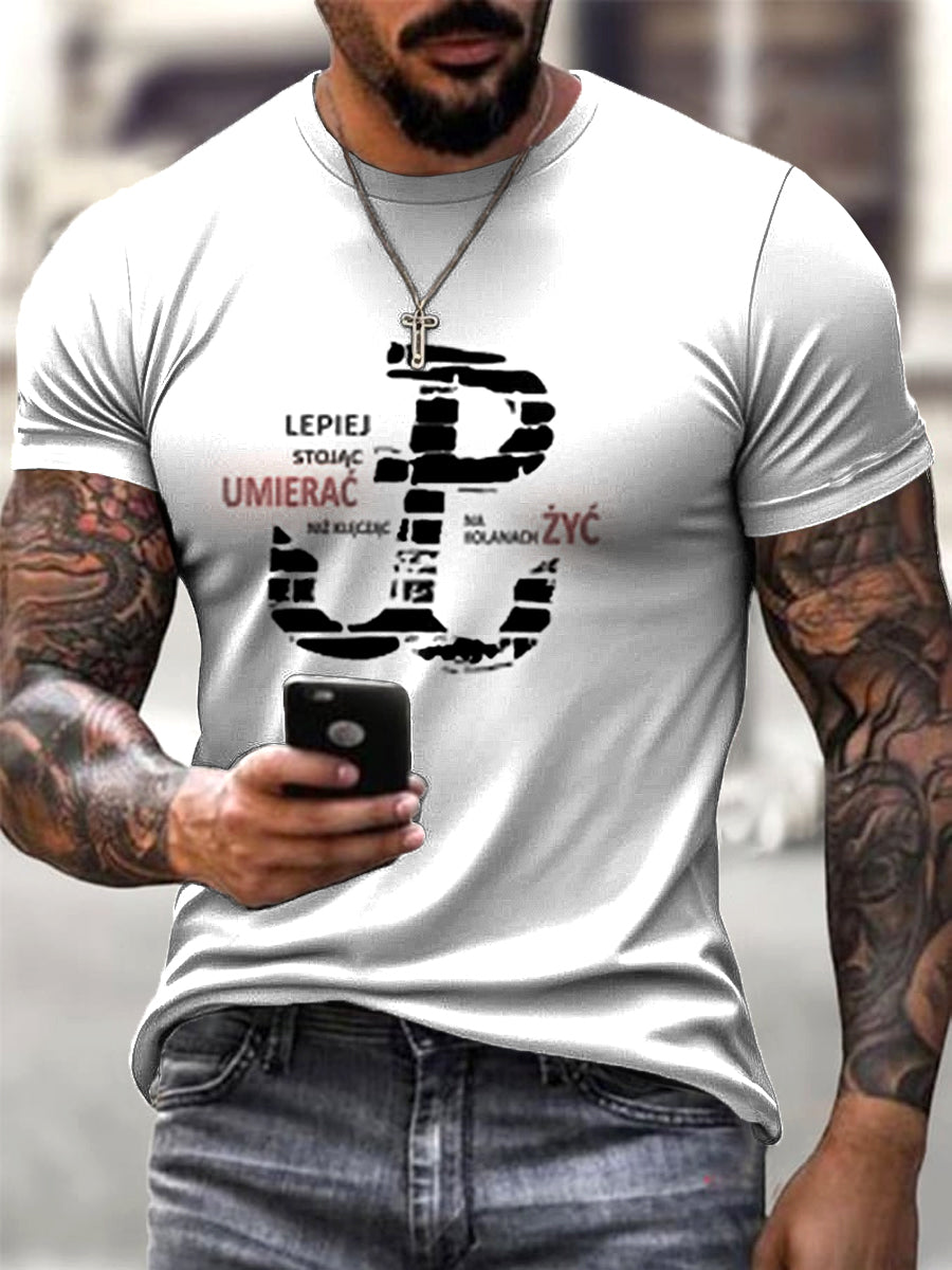 Męska polska kotwica Design Art Print Casual T-Shirt