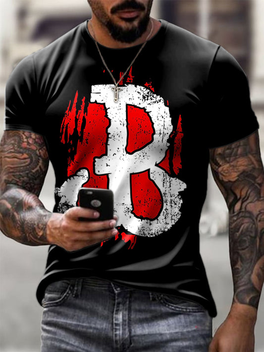 Męska polska kotwica retro wzór artystyczny nadruk Casual T-Shirt
