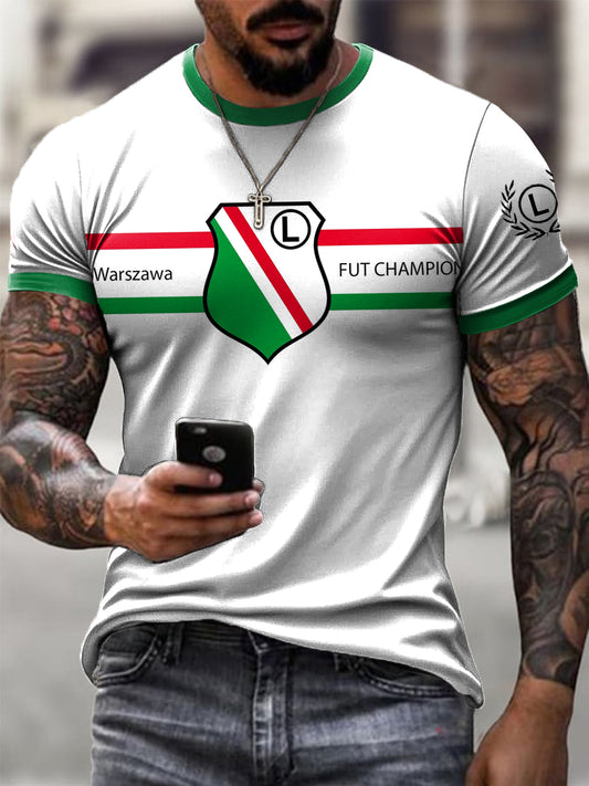 Męski Vintage Polski Warszawski Klub Piłkarski Odznaka T-shirt