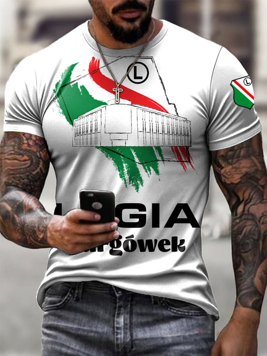 Męski Vintage Polski Warszawski Klub Piłkarski Odznaka T-shirt