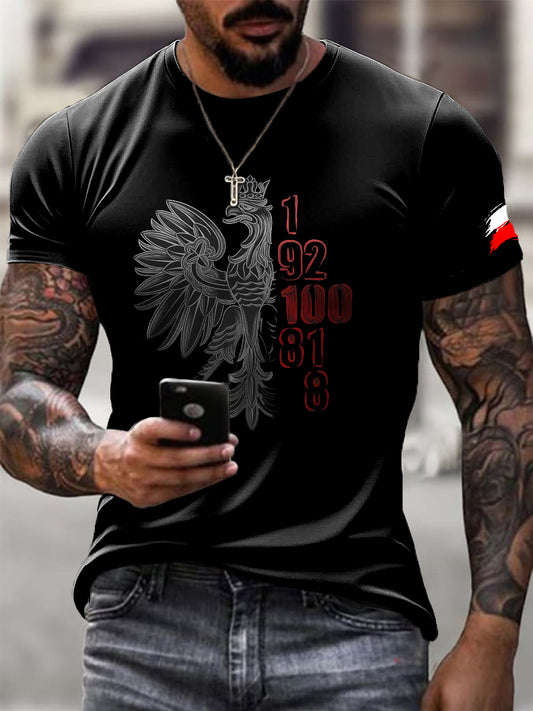 Męska koszulka polska z polskimi orłami w stylu digital art print casual