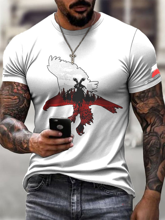 Męska modna polska kawaleria artystyczna z nadrukiem Casual T-Shirt
