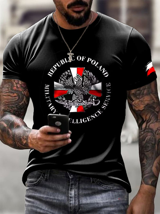 Męska Polska Agencja Wywiadu Wojskowego Art Print Casual T-Shirt