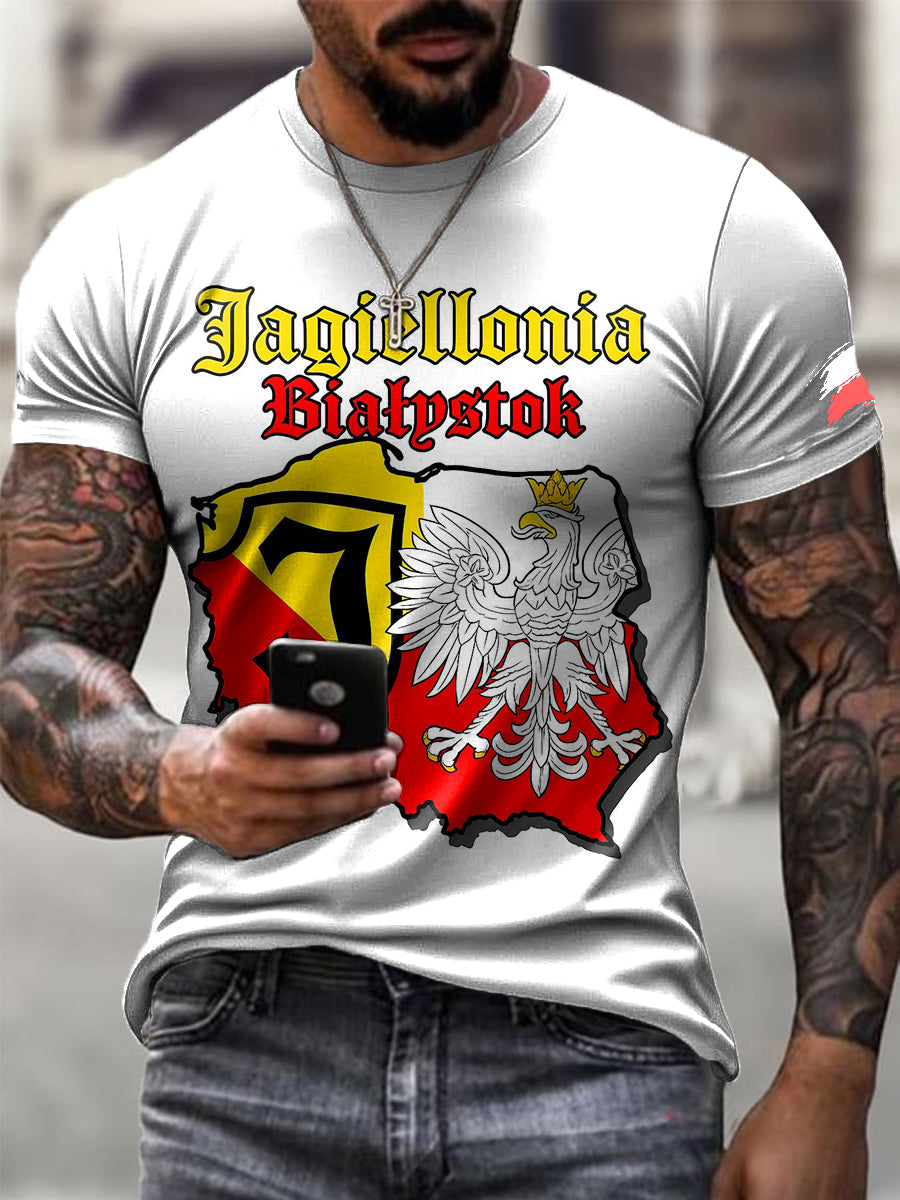 Męska koszulka z nadrukiem Casual T-Shirt z flagą polskiego orła z napisem Art Design