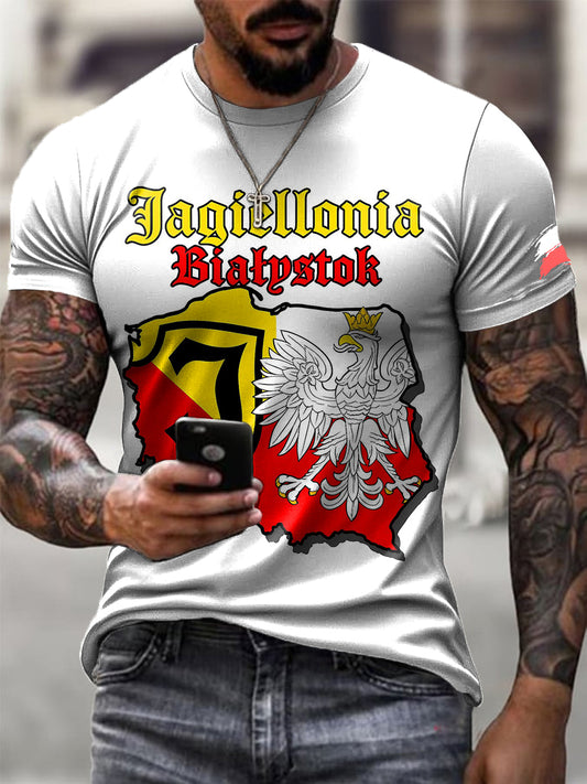 Męska koszulka z nadrukiem Casual T-Shirt z flagą polskiego orła z napisem Art Design