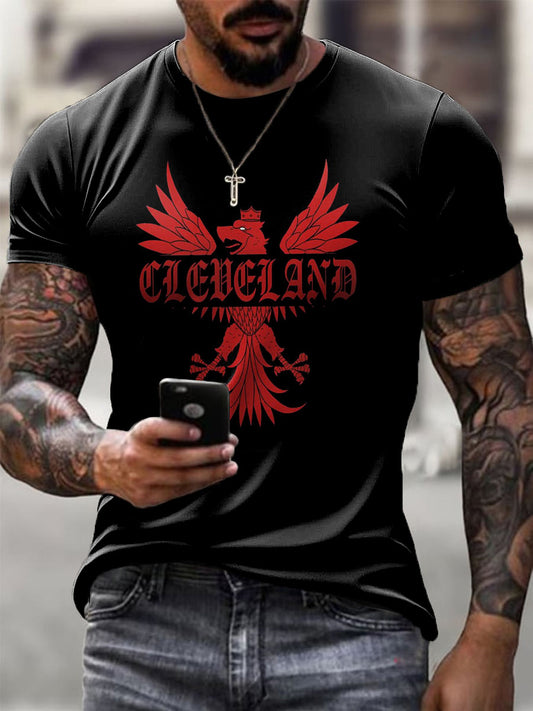 Męski modny wzór orła polskiego Artystyczny wzór z nadrukiem Casual T-Shirt