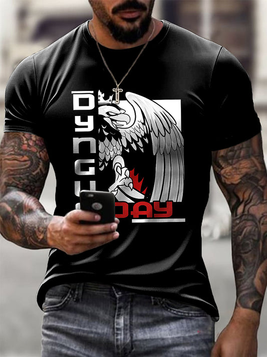 Męski modny polski orzeł Retro Art Print Casual T-Shirt