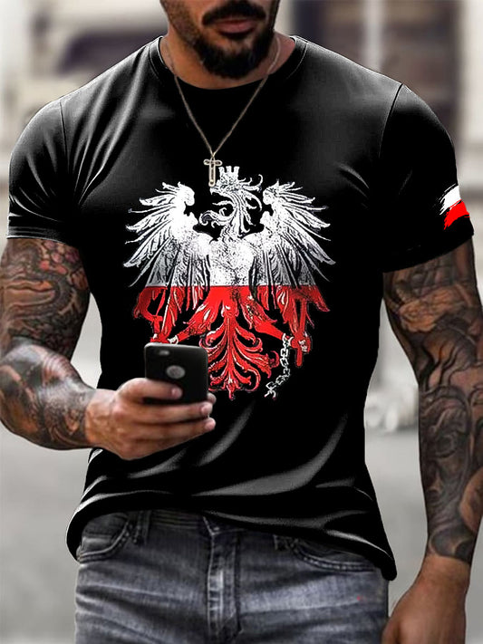 Męskie Retro Polski Orzeł Art Print Casual T-Shirt
