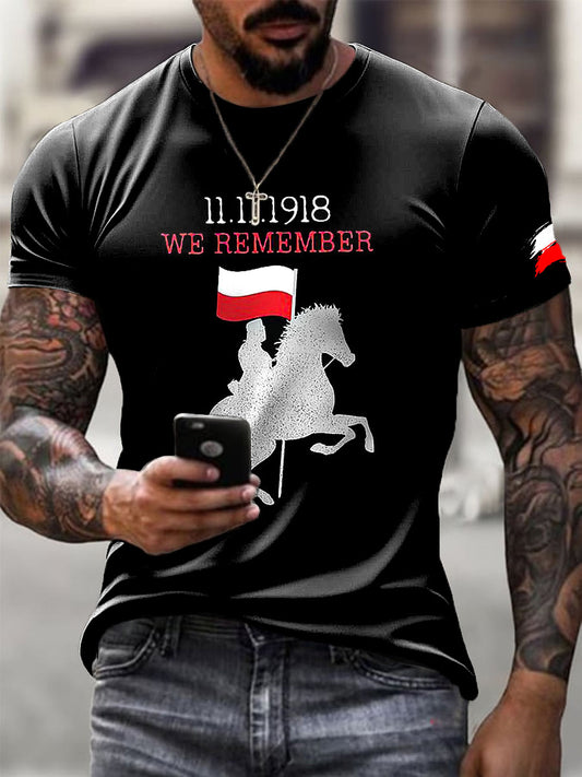 Moda męska Dzień Niepodległości Polski Kawaleria Art Design z nadrukiem Casual T-Shirt