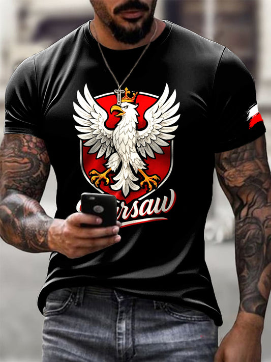Moda męska Polski Orzeł Art Design Wzór Nadruk Casual T-Shirt