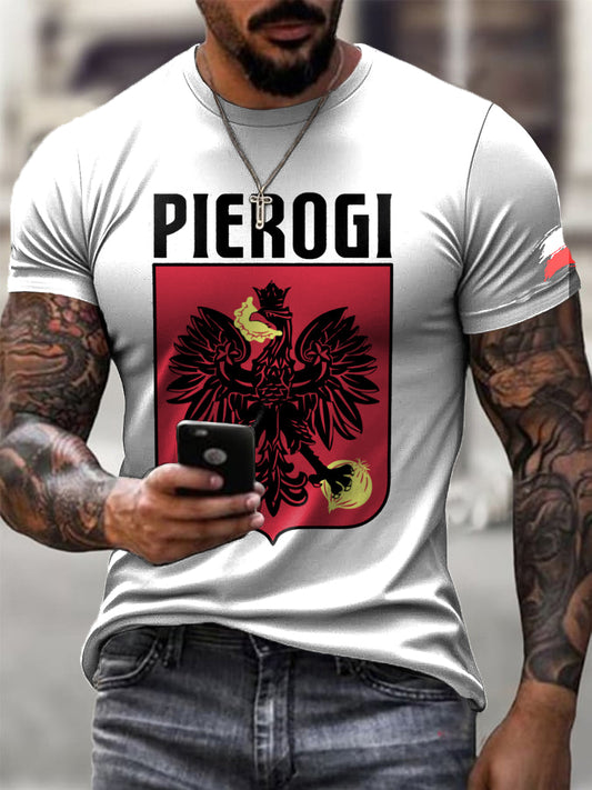 Męski modny polski herb wzór artystyczny wzór z nadrukiem Casual T-Shirt