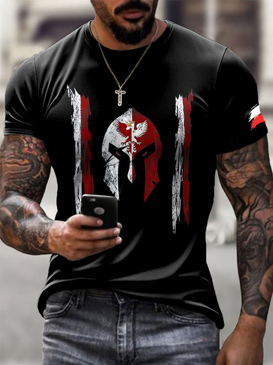 Męska koszulka w stylu retro polska kawaleria z nadrukiem w stylu casual