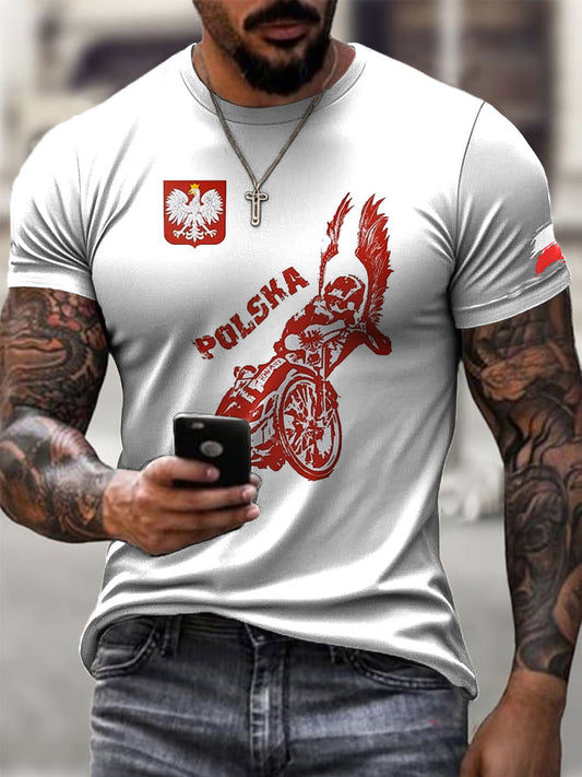 Męska polska kawaleria Trend wzór artystyczny nadruk Casual T-Shirt