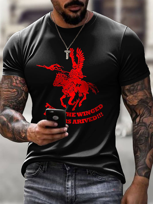 Męska polska kawaleria artystyczna wzór z nadrukiem Casual T-Shirt