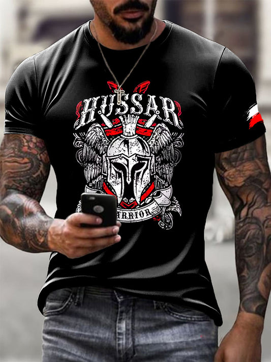 Męska polska kawaleria wzór artystyczny nadruk Casual T-Shirt