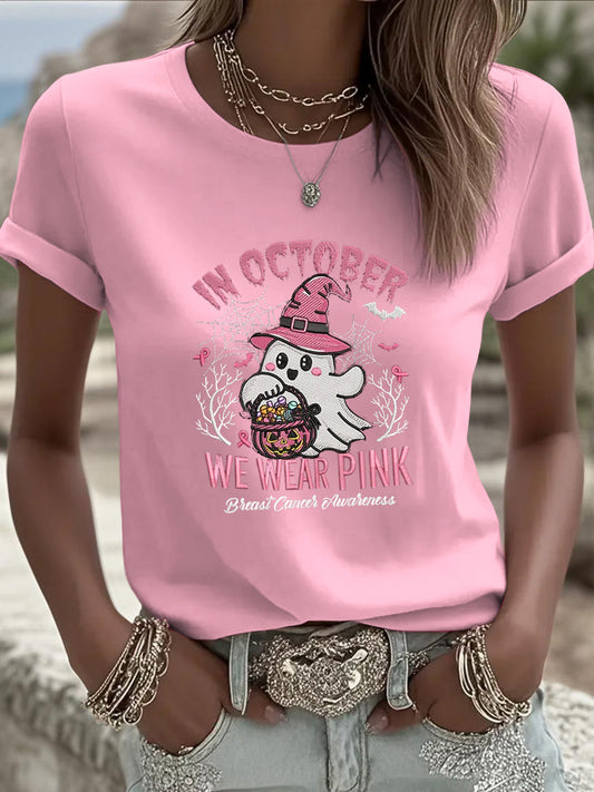 Damska różowa wstążka Ghost Casual T-Shirt