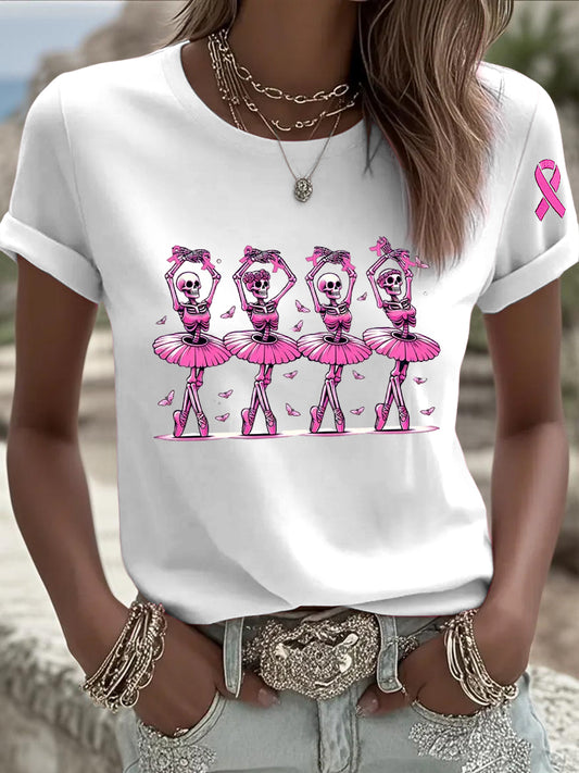 Damska czaszka wstążka Casual T-Shirt