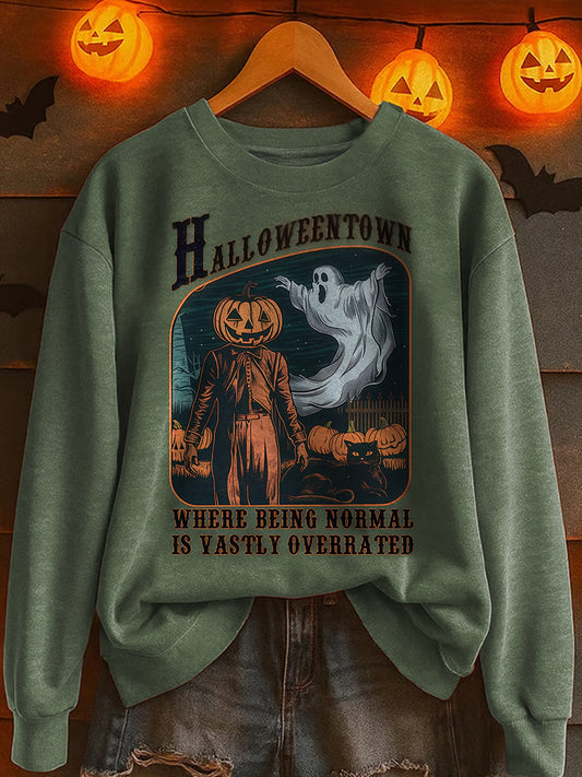 Halloweenowy łowca demonów z nadrukiem okrągły dekolt luźna bluza z długim rękawem